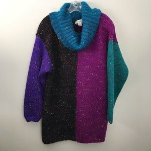 Vintage | Mohair Wool Blend Color Block Sweater